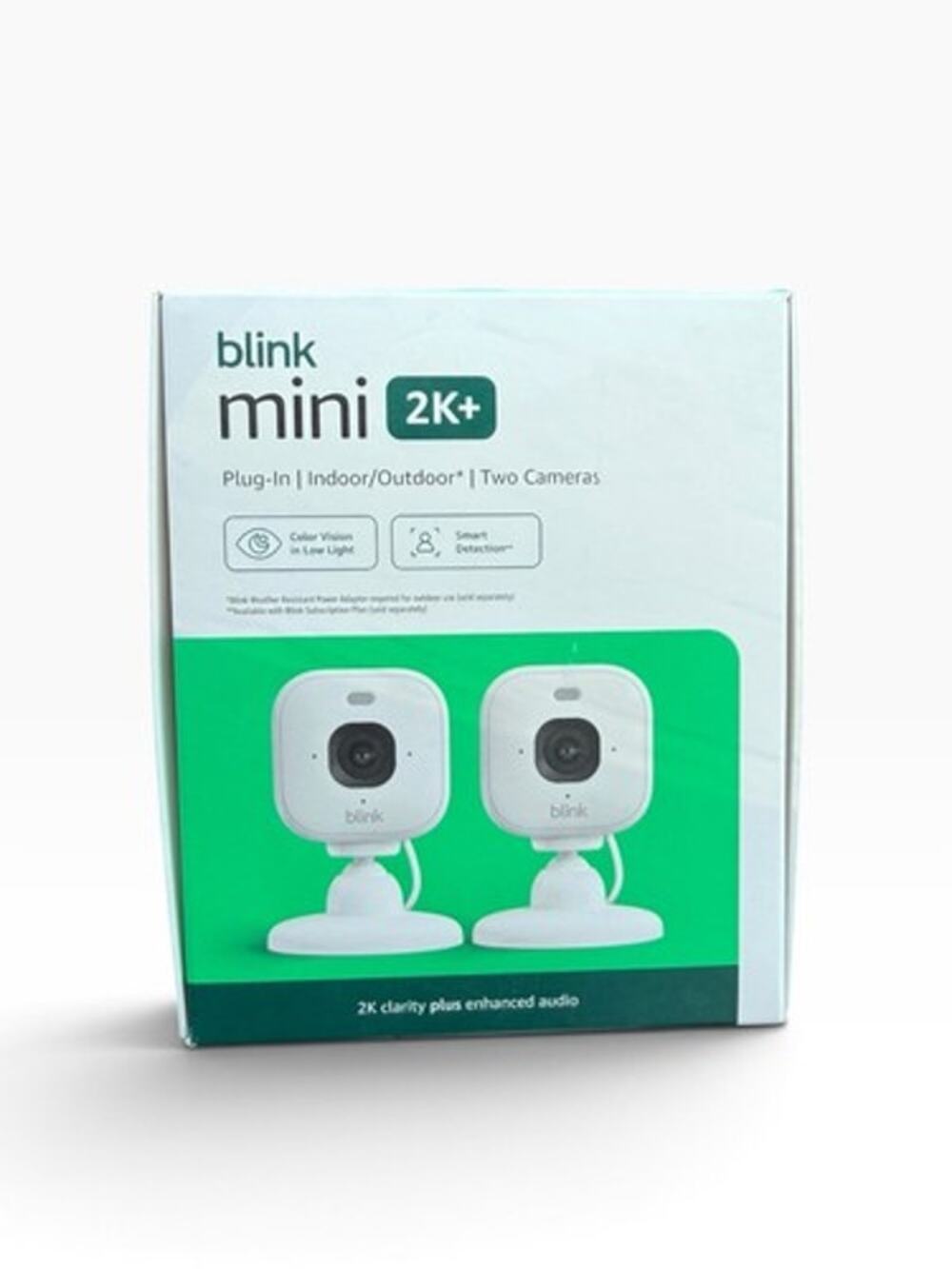 NEW 2 PACK Blink Mini 2k+ Cameras Indoor/Outdoor Plug-in 2K Video WHITE